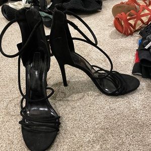 High heeled black shoes
